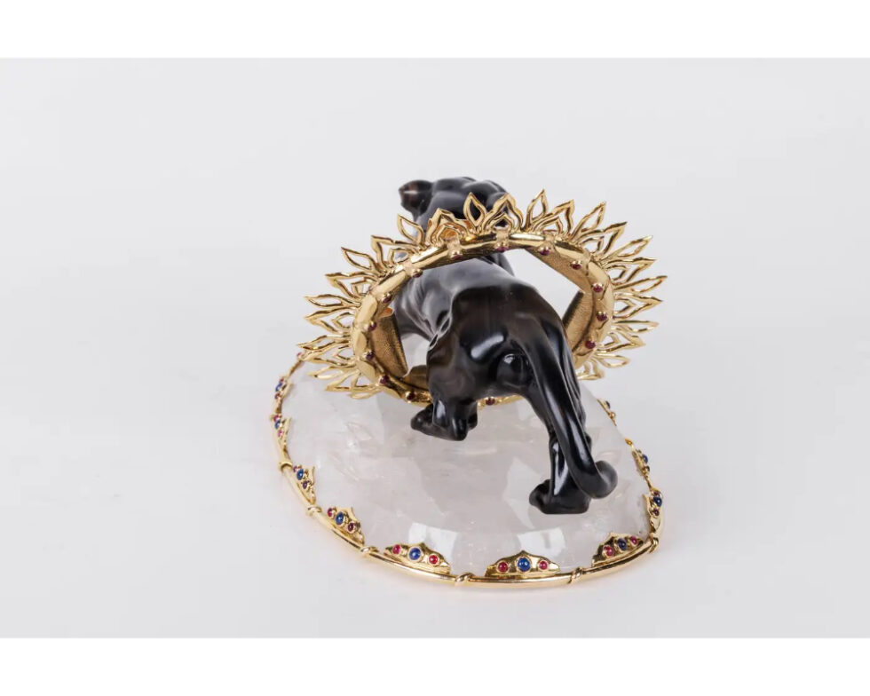 Alexandre Reza, Rare Obsidian, Silver-Gilt, and Rock Crystal Circus Panther - Image 12