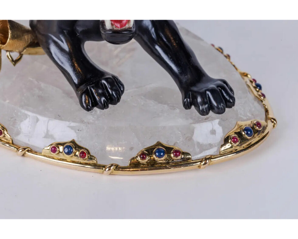 Alexandre Reza, Rare Obsidian, Silver-Gilt, and Rock Crystal Circus Panther - Image 16