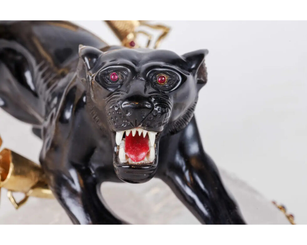 Alexandre Reza, Rare Obsidian, Silver-Gilt, and Rock Crystal Circus Panther - Image 18