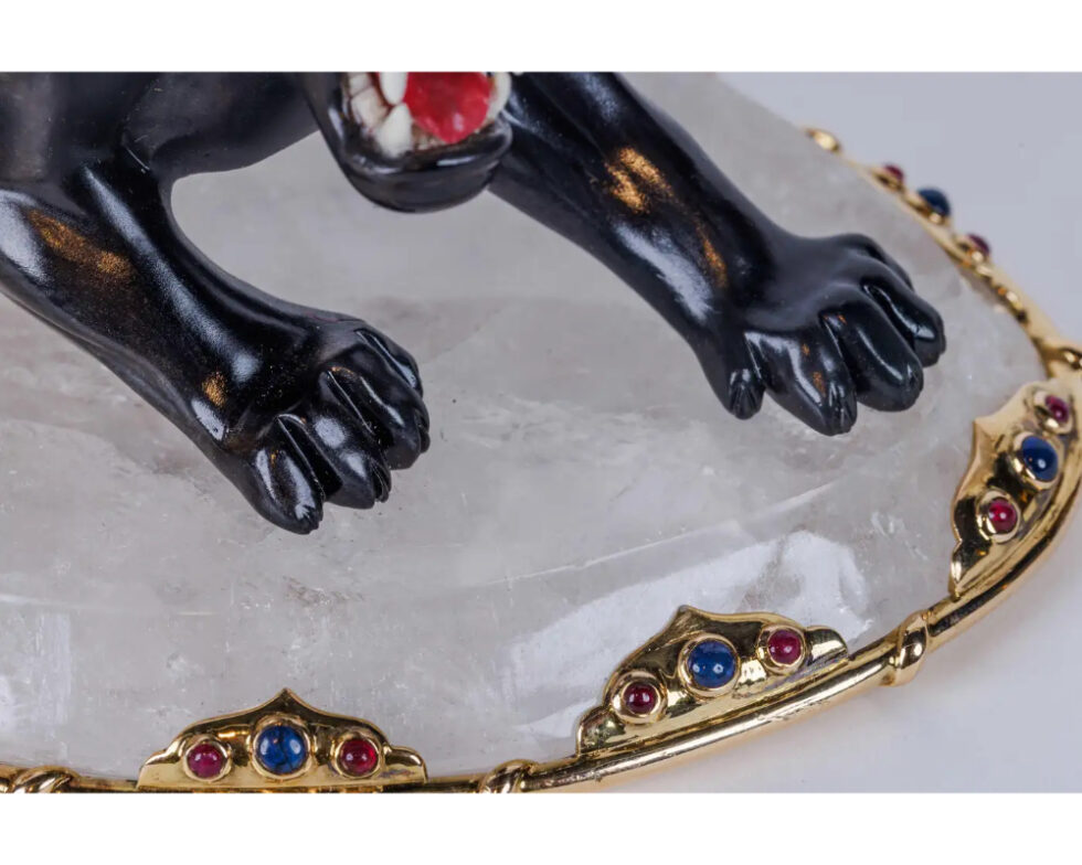 Alexandre Reza, Rare Obsidian, Silver-Gilt, and Rock Crystal Circus Panther - Image 19