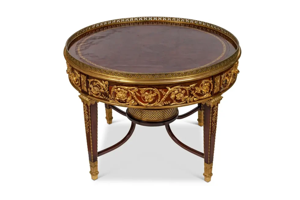 Exceptional Quality French Ormolu-Mounted Mahogany Center Table, Attrib F. Linke - Image 2