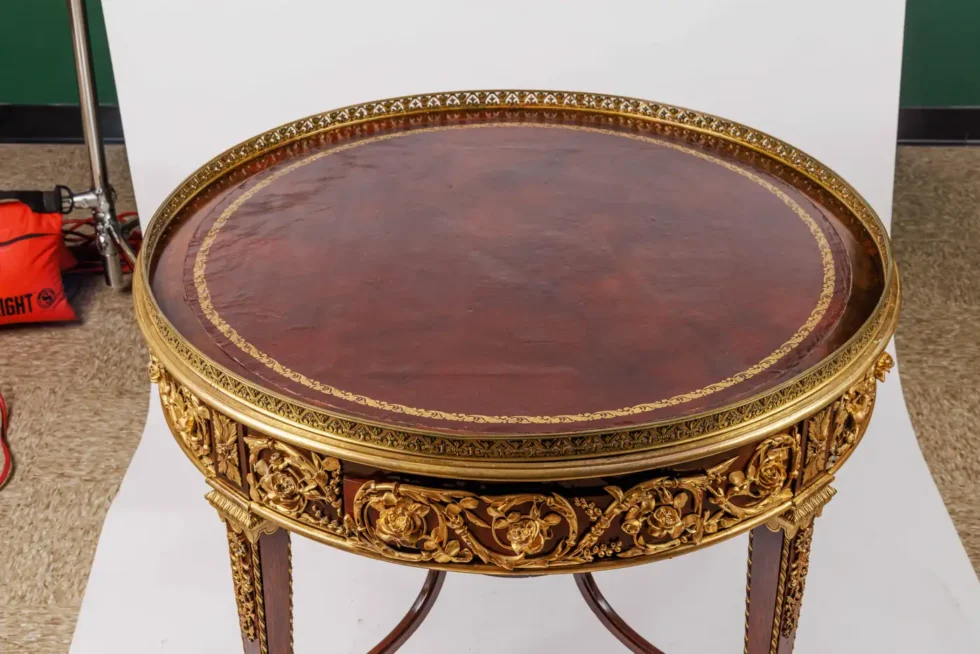 Exceptional Quality French Ormolu-Mounted Mahogany Center Table, Attrib F. Linke - Image 17