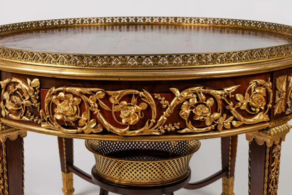 Exceptional Quality French Ormolu-Mounted Mahogany Center Table, Attrib F. Linke - Image 13