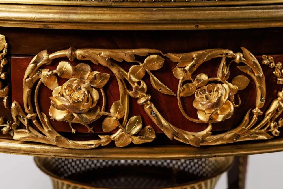 Exceptional Quality French Ormolu-Mounted Mahogany Center Table, Attrib F. Linke - Image 9