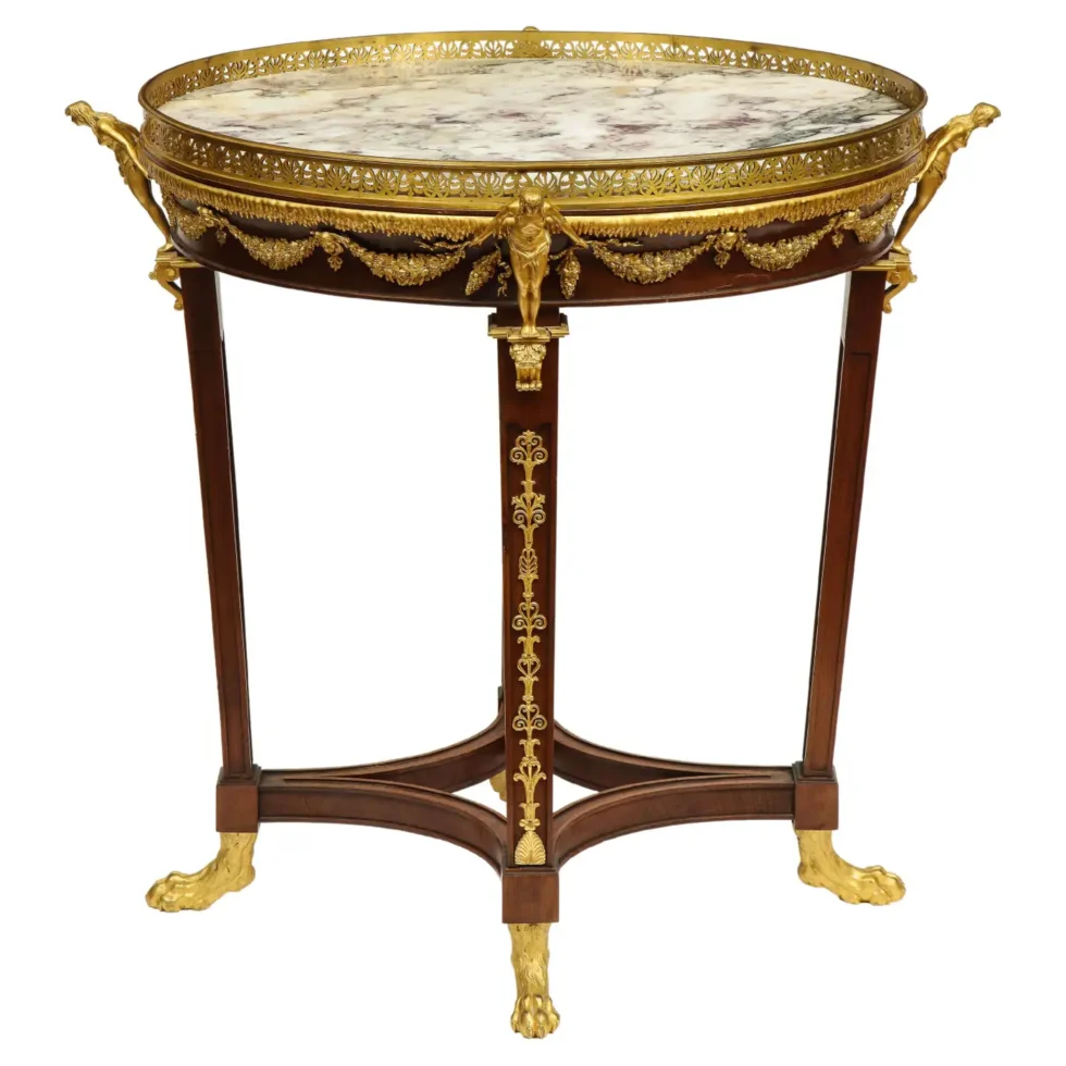 Extremely Fine Russian Empire Ormolu Mounted Mahogany Center Table