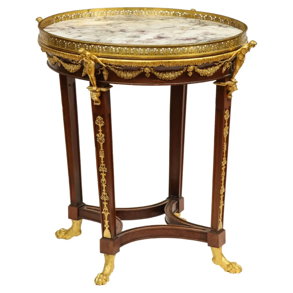 Extremely Fine Russian Empire Ormolu Mounted Mahogany Center Table - Image 20