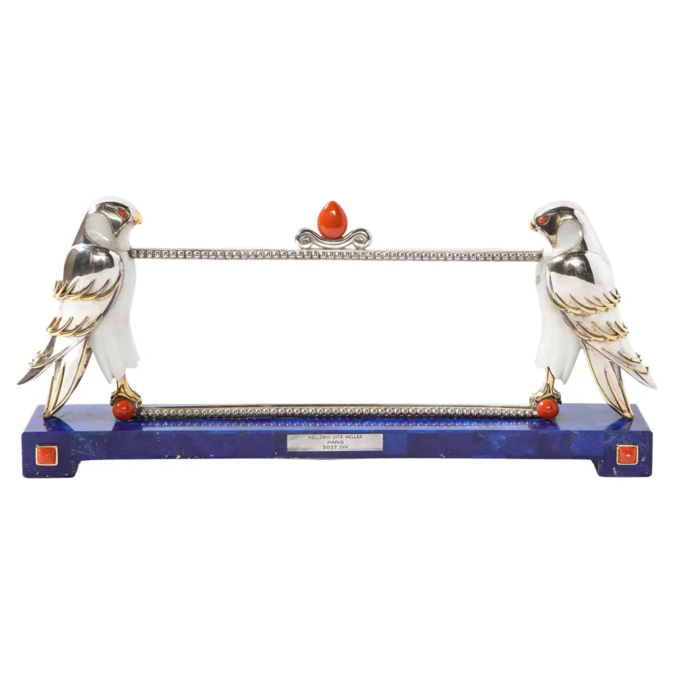 Mellerio Paris, a Silver, Gold, Lapis Lazuli, Coral, and Hardstone Picture Frame