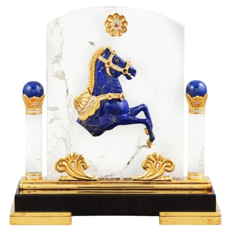 Mellerio Paris, A French Gold, Diamond, Silver-Gilt, Rock-Crystal, & Lapis Horse