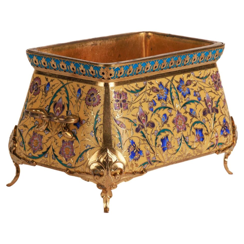 Ferdinand Barbedienne, a French Ormolu and Champleve Enamel Jardiniere, C. 1870 - Image 2