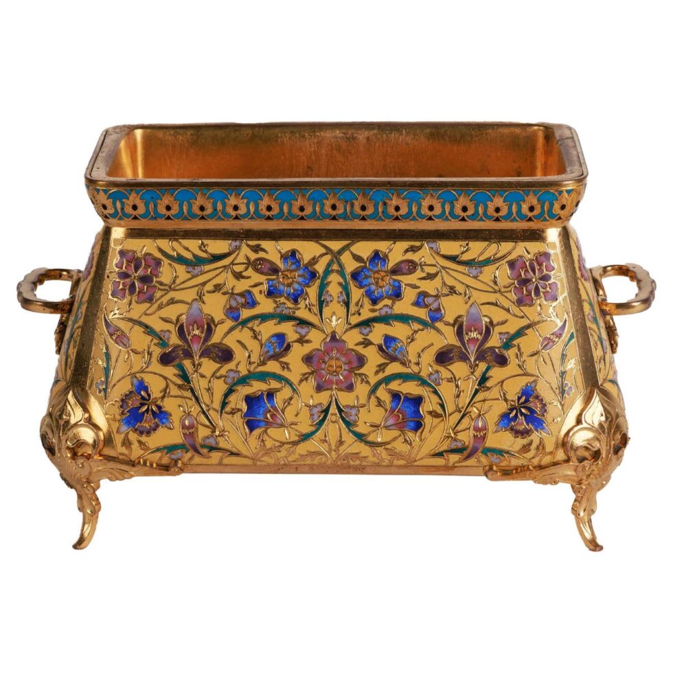 Ferdinand Barbedienne, a French Ormolu and Champleve Enamel Jardiniere, C. 1870