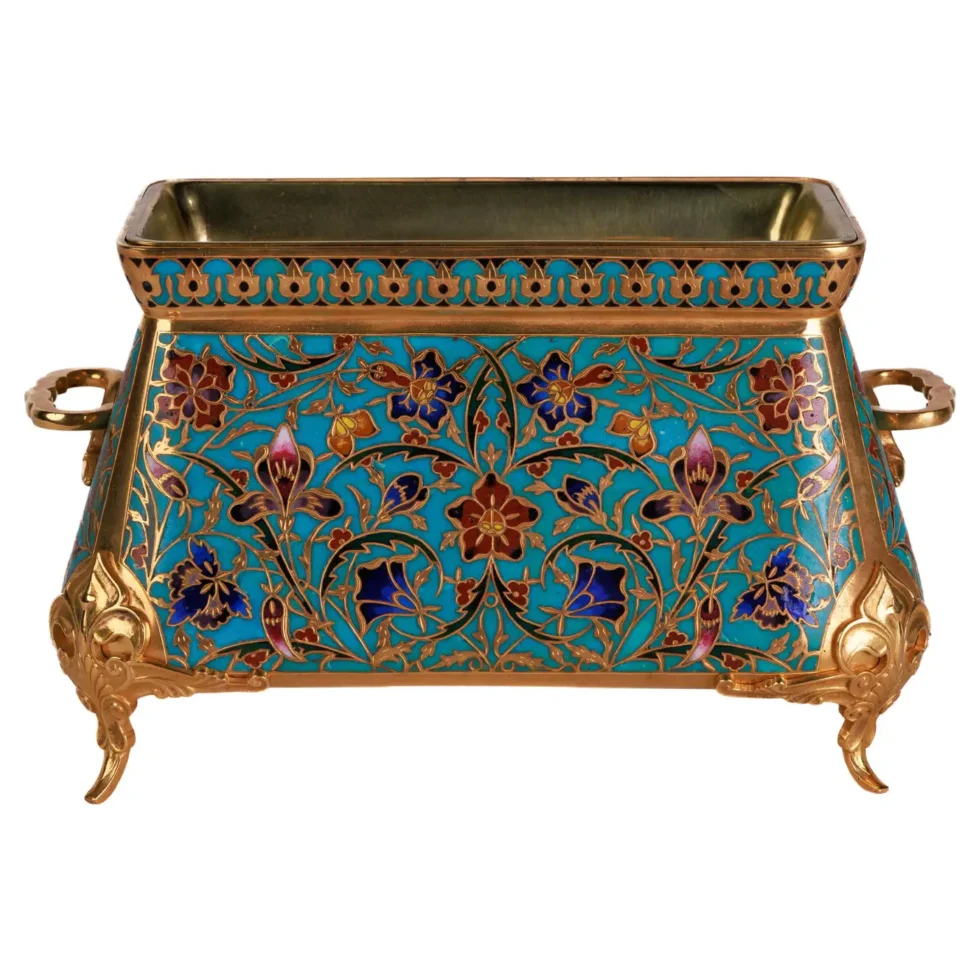 Ferdinand Barbedienne, A French Ormolu and Champleve Enamel Jardiniere, C. 1870 - Image 11