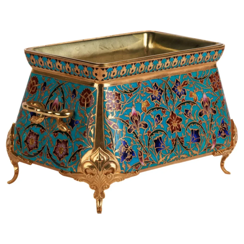 Ferdinand Barbedienne, A French Ormolu and Champleve Enamel Jardiniere, C. 1870