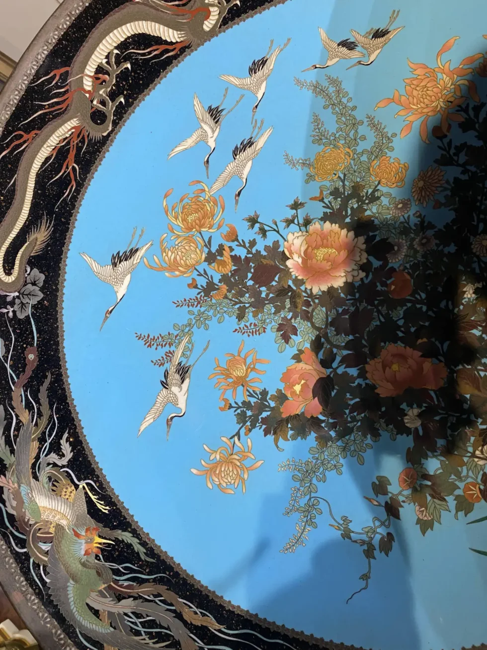 A Massive Museum Pair of Meiji Period Japanese Cloisonne Enamel Chargers Plates - Image 14