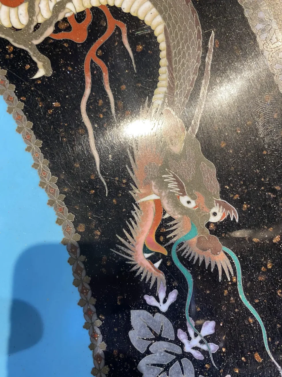 A Massive Museum Pair of Meiji Period Japanese Cloisonne Enamel Chargers Plates - Image 16