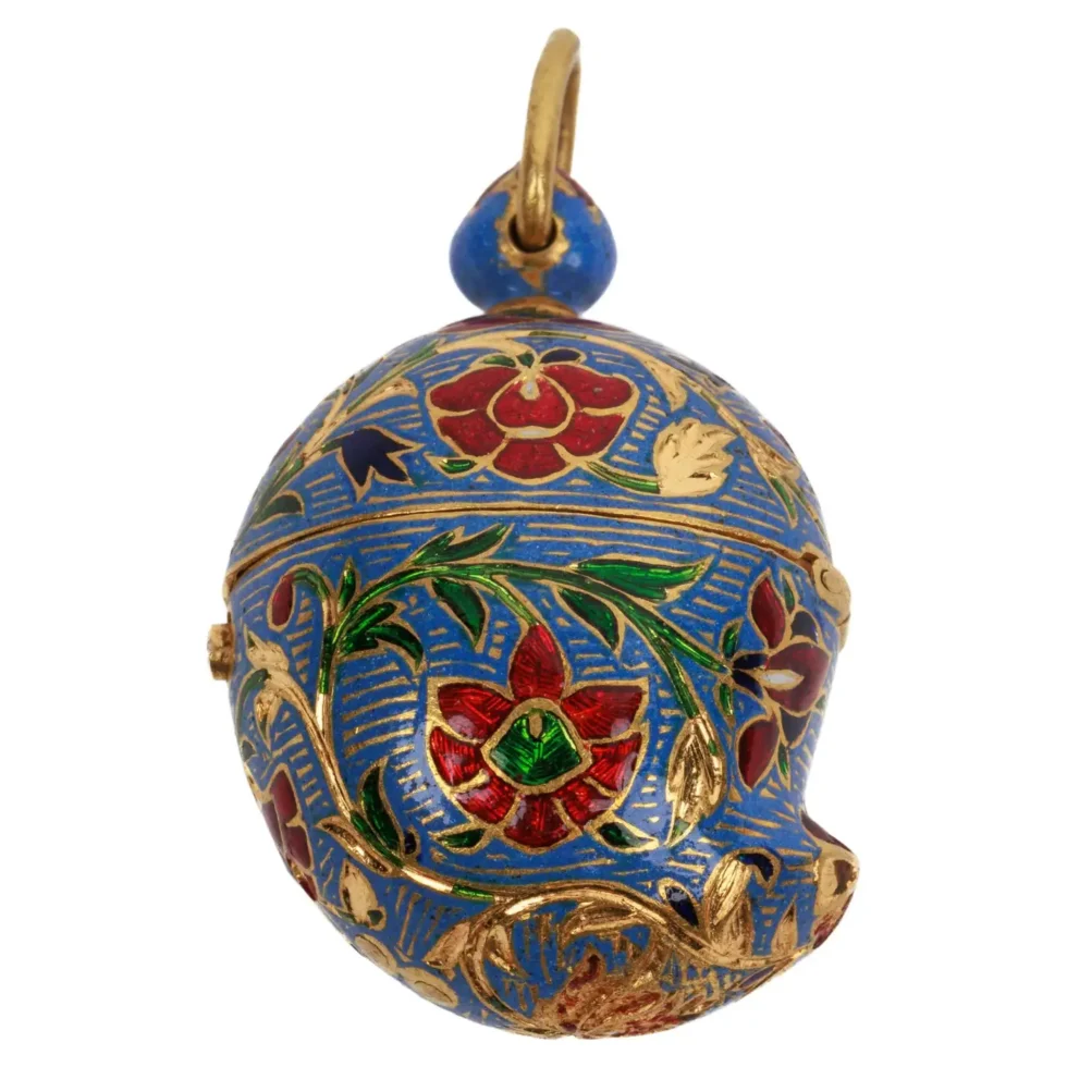 22K Indian Gold and Enamel Mango Shaped Pendant - Image 17