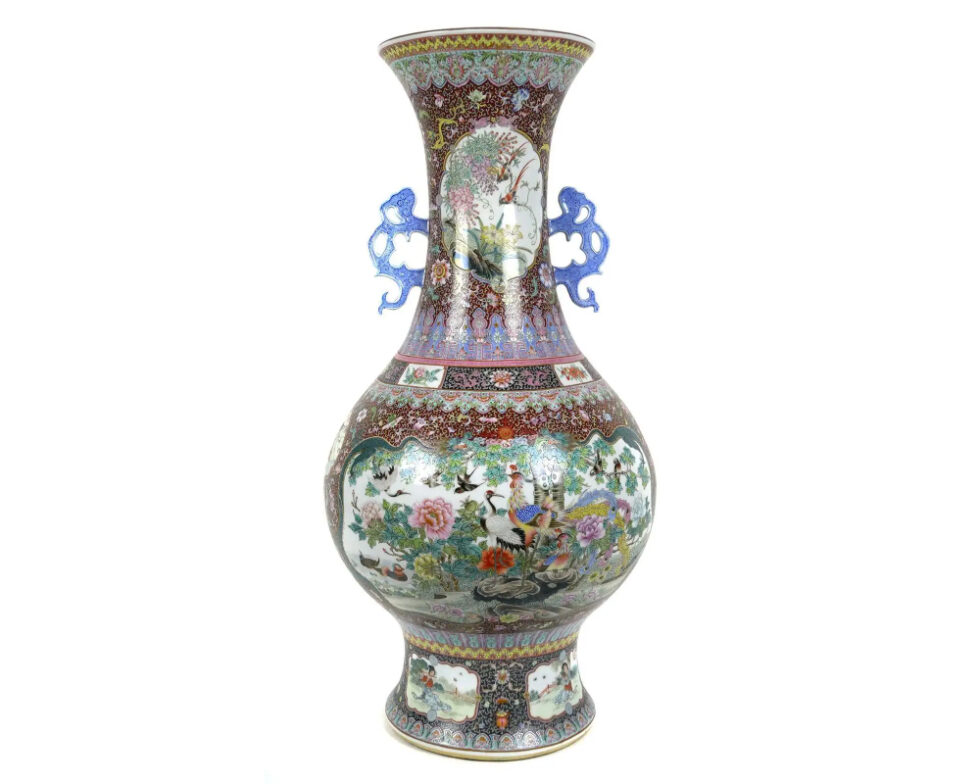 Monumental Chinese Famille Rose Porcelain "Peacock" Palace Vase - Image 2
