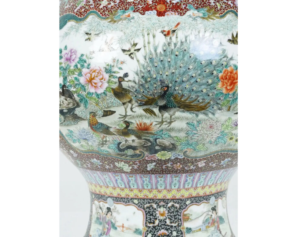 Monumental Chinese Famille Rose Porcelain "Peacock" Palace Vase - Image 3