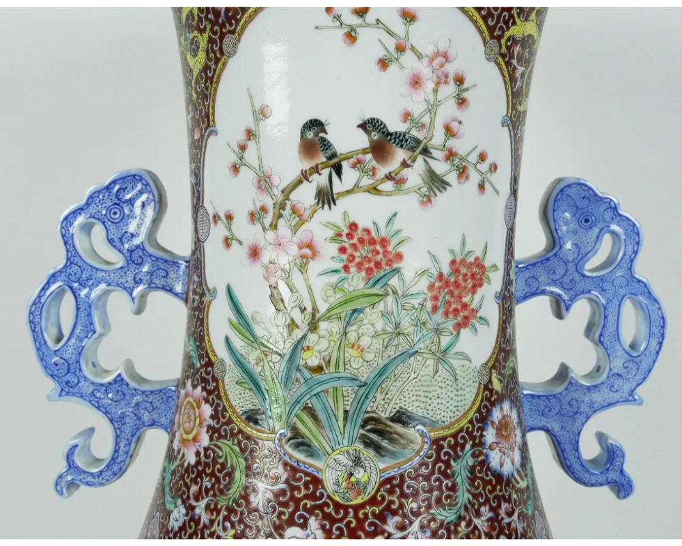 Monumental Chinese Famille Rose Porcelain "Peacock" Palace Vase - Image 4