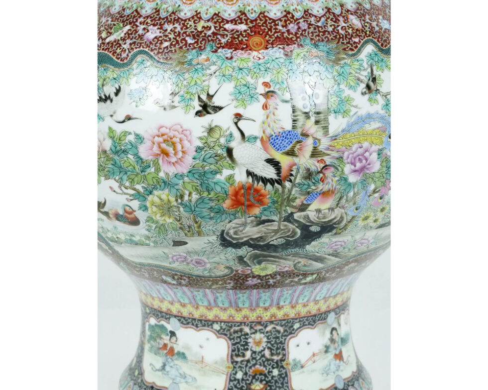 Monumental Chinese Famille Rose Porcelain "Peacock" Palace Vase - Image 5