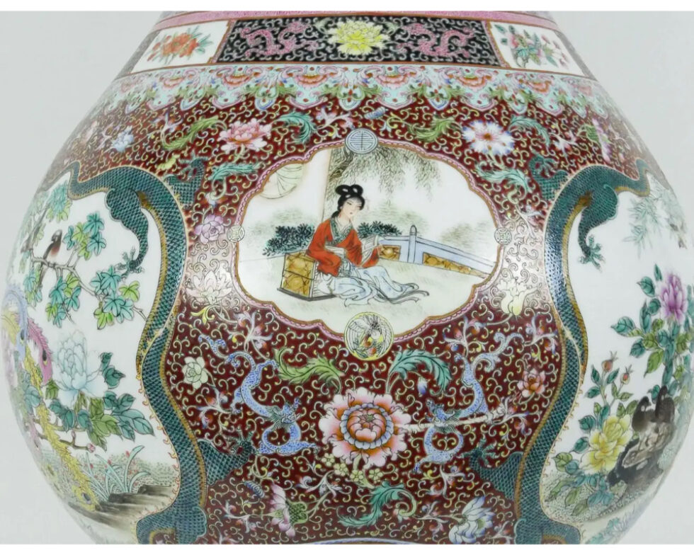 Monumental Chinese Famille Rose Porcelain "Peacock" Palace Vase - Image 7