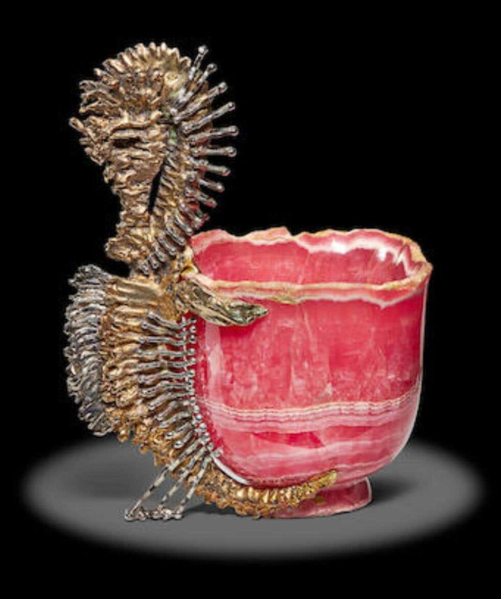Chaumet Paris, a French Silver-Gilt Seahorse Mounted Rhodochrosite Cup - Image 2