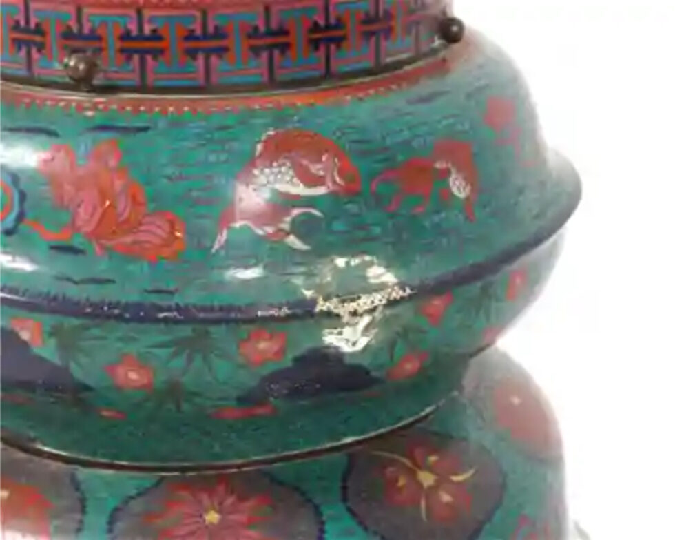 Large Pair of Japanese Cloisonne Enamel Lanterns Attributed to Kaji Tsunekichi - Image 15