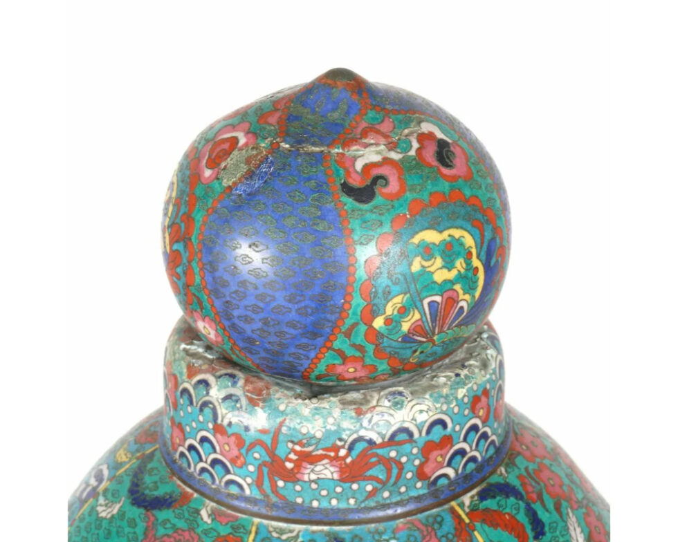 Large Pair of Japanese Cloisonne Enamel Lanterns Attributed to Kaji Tsunekichi - Image 16