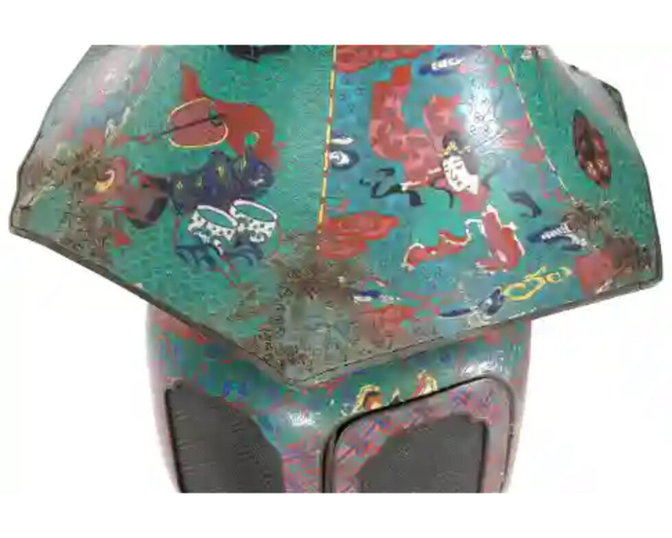 Large Pair of Japanese Cloisonne Enamel Lanterns Attributed to Kaji Tsunekichi - Image 8