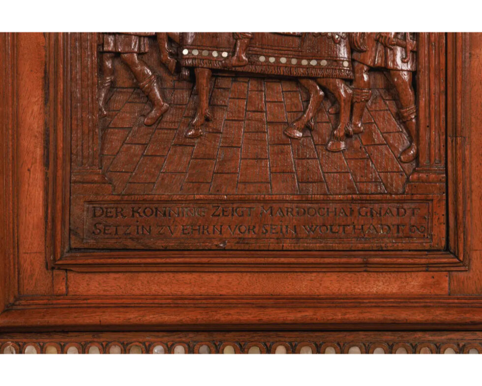 A Rare and Important Renaissance "Judaica" Carved Oak Wood Cabinet - Image 3