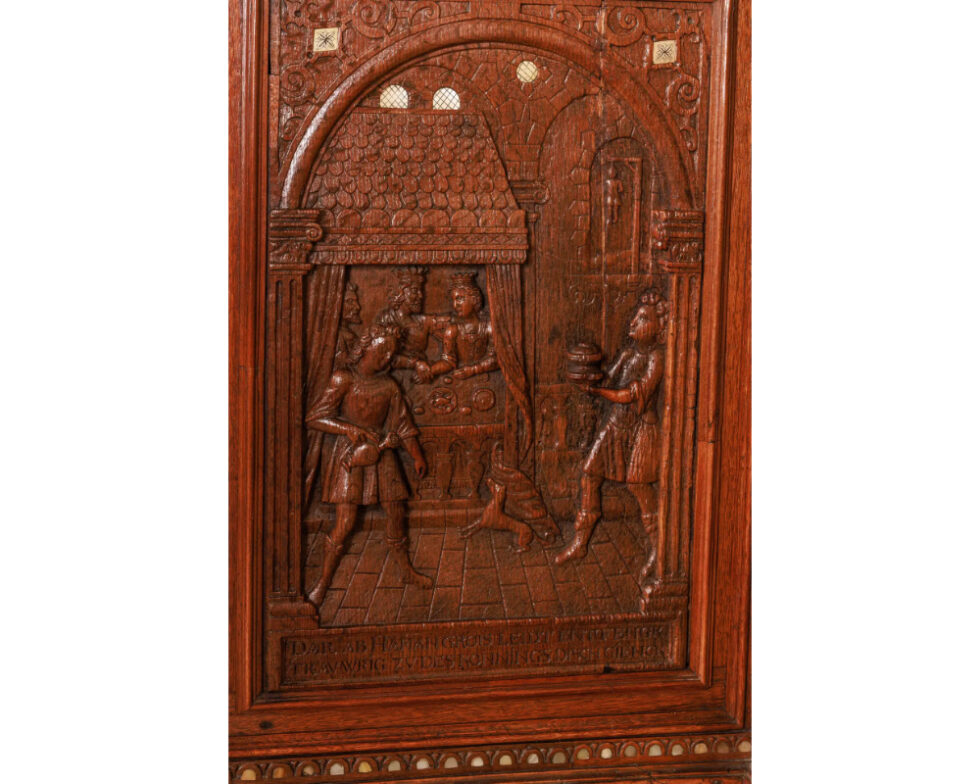 A Rare and Important Renaissance "Judaica" Carved Oak Wood Cabinet - Image 13