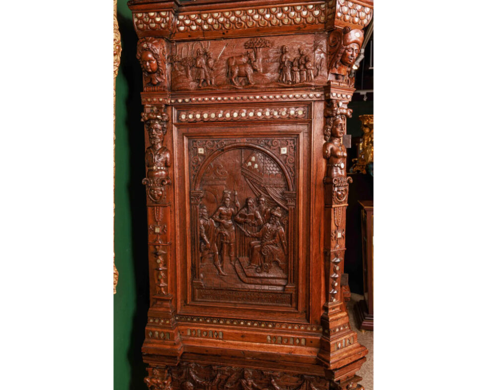 A Rare and Important Renaissance "Judaica" Carved Oak Wood Cabinet - Image 18