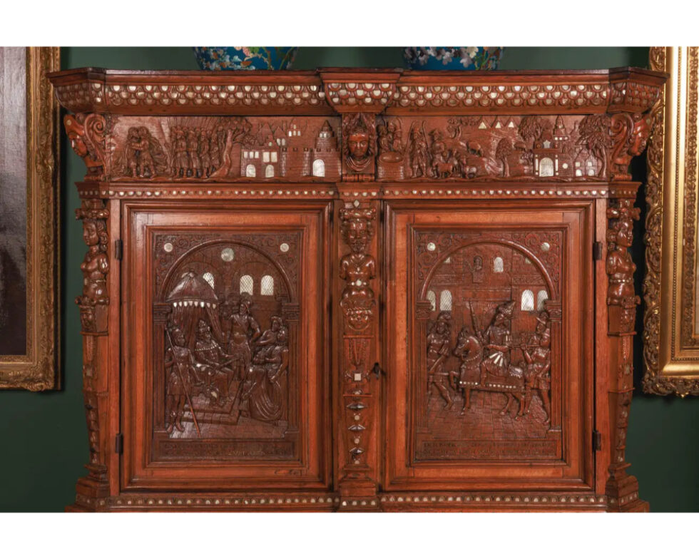 A Rare and Important Renaissance "Judaica" Carved Oak Wood Cabinet - Image 20