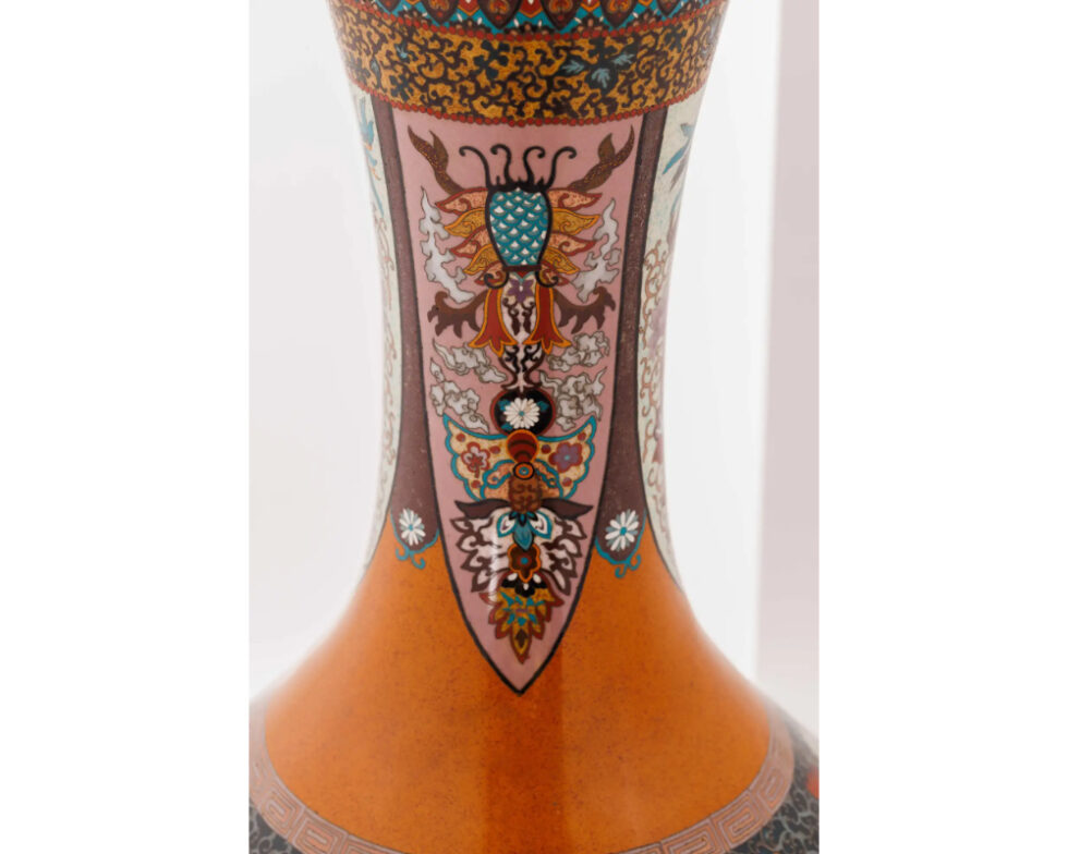 Large Pair of Japanese Cloisonne Enamel Vases Attributed to Honda Yasaburo - Image 3