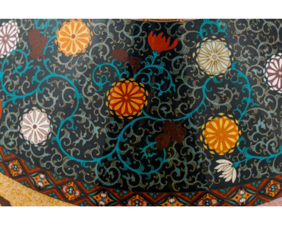 Large Pair of Japanese Cloisonne Enamel Vases Attributed to Honda Yasaburo - Image 8