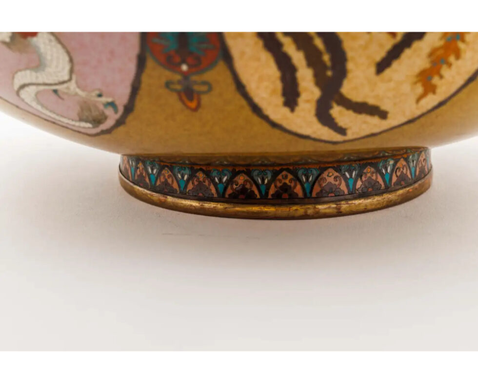 Large Pair of Japanese Cloisonne Enamel Vases Attributed to Honda Yasaburo - Image 12