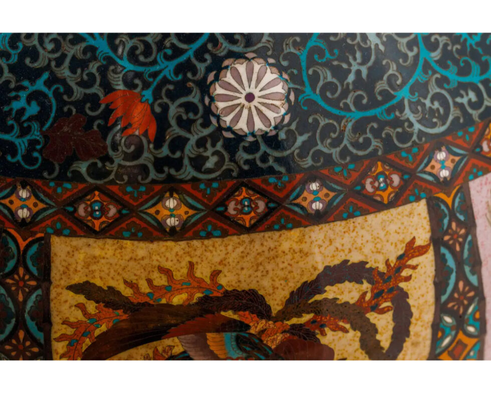 Large Pair of Japanese Cloisonne Enamel Vases Attributed to Honda Yasaburo - Image 13