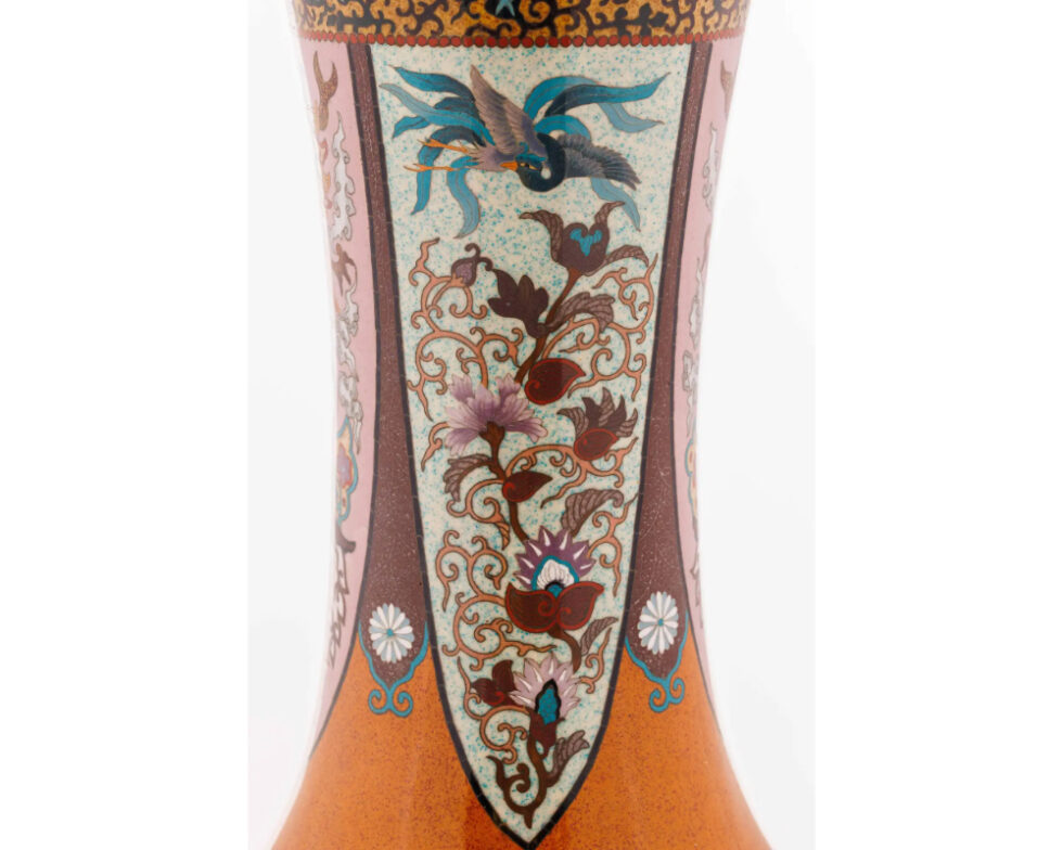 Large Pair of Japanese Cloisonne Enamel Vases Attributed to Honda Yasaburo - Image 18