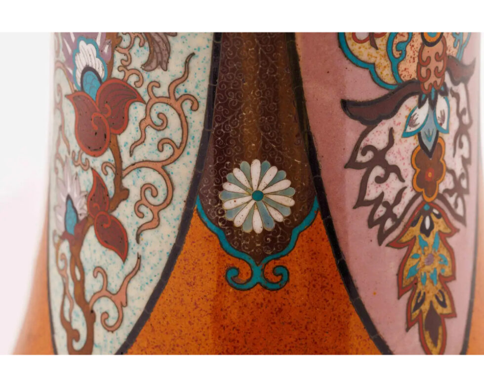 Large Pair of Japanese Cloisonne Enamel Vases Attributed to Honda Yasaburo - Image 19