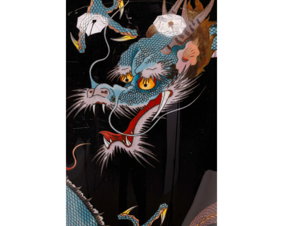 Large Pair of Meiji Period Japanese Cloisonne Enamel Double Dragon Vases - Image 4