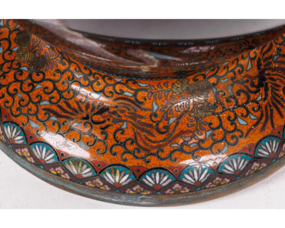 Large Pair of Meiji Period Japanese Cloisonne Enamel Double Dragon Vases - Image 15