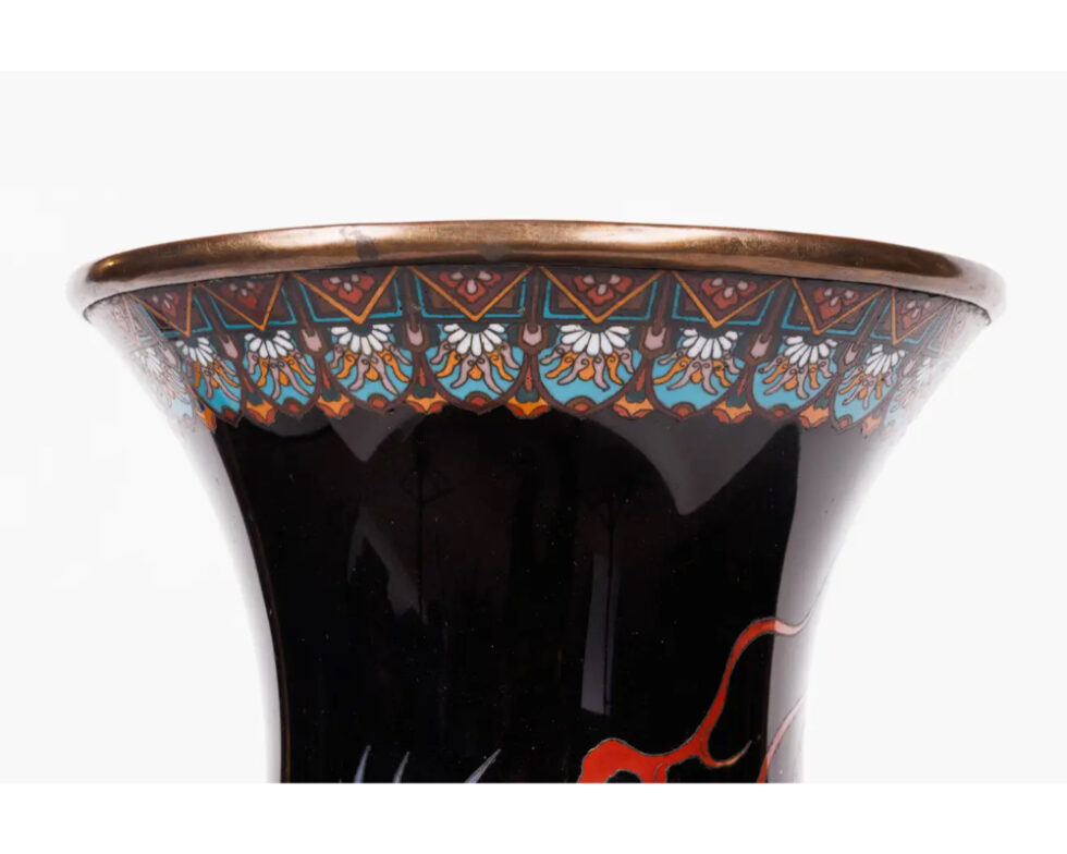 Large Pair of Meiji Period Japanese Cloisonne Enamel Double Dragon Vases - Image 16