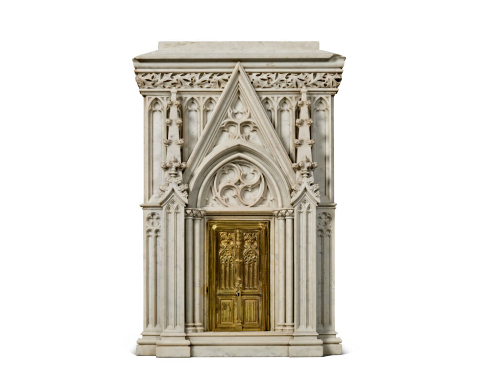 A Rare Monumental Italian Carved Carrara Marble Model of A Cathedral