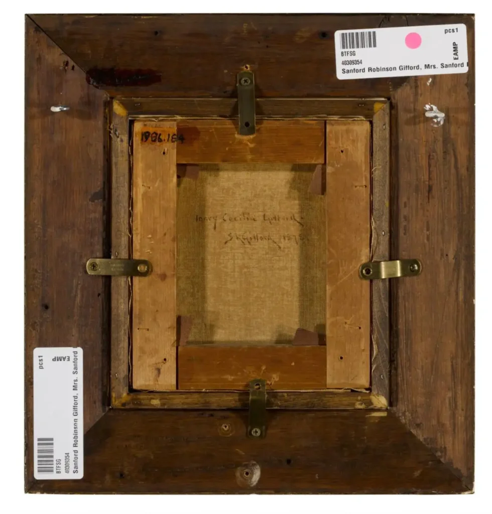 Sanford Robinson Gifford (American 1823-1880), A Rare Portrait Of Mrs. Sanford Robinson Gifford (Mary Cecelia Gifford), 1878 - Image 5