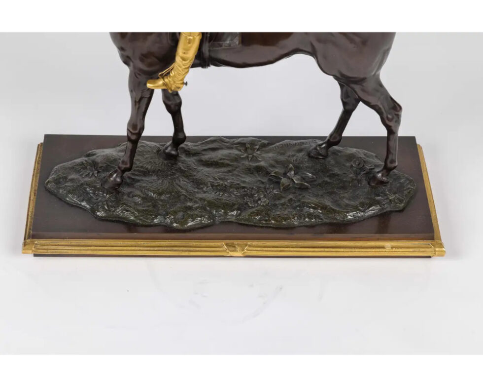 Isidore-Jules Bonheur, A Rare Gilt and Patinated Bronze Jockey on A Horse - Image 2