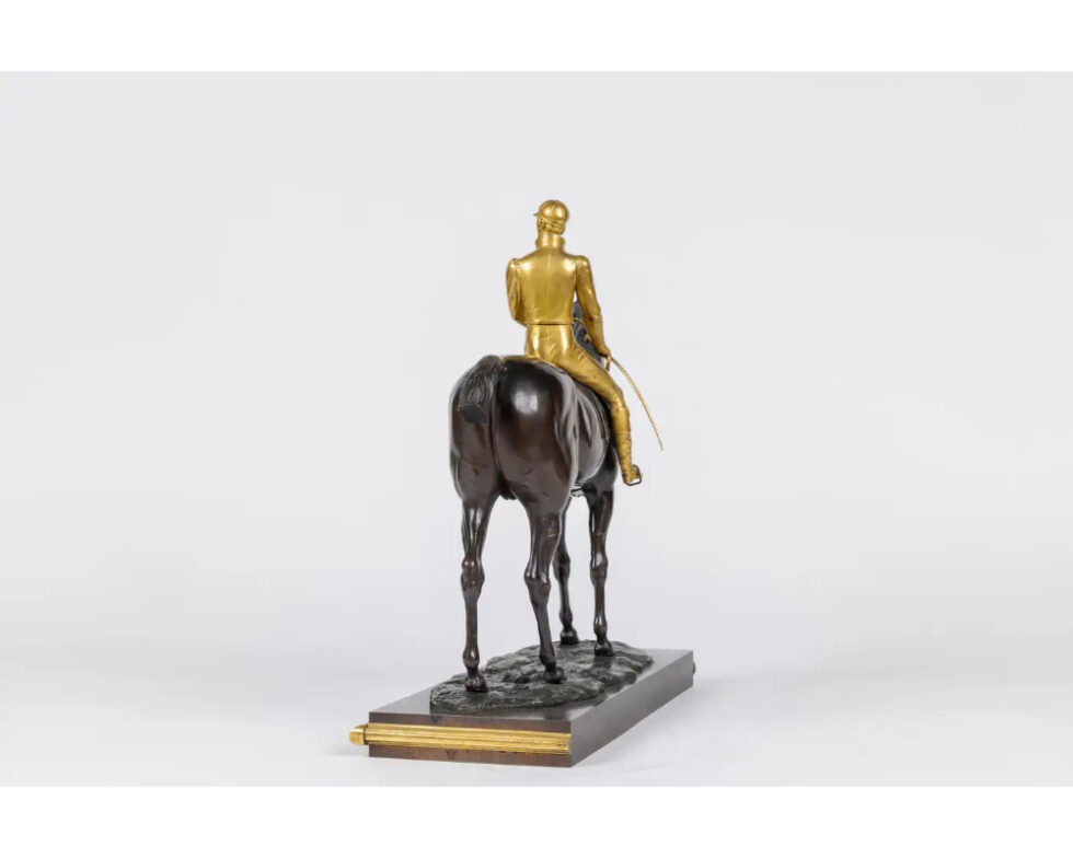 Isidore-Jules Bonheur, A Rare Gilt and Patinated Bronze Jockey on A Horse - Image 8