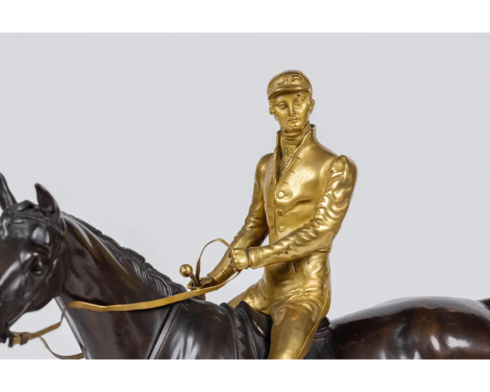 Isidore-Jules Bonheur, A Rare Gilt and Patinated Bronze Jockey on A Horse - Image 10