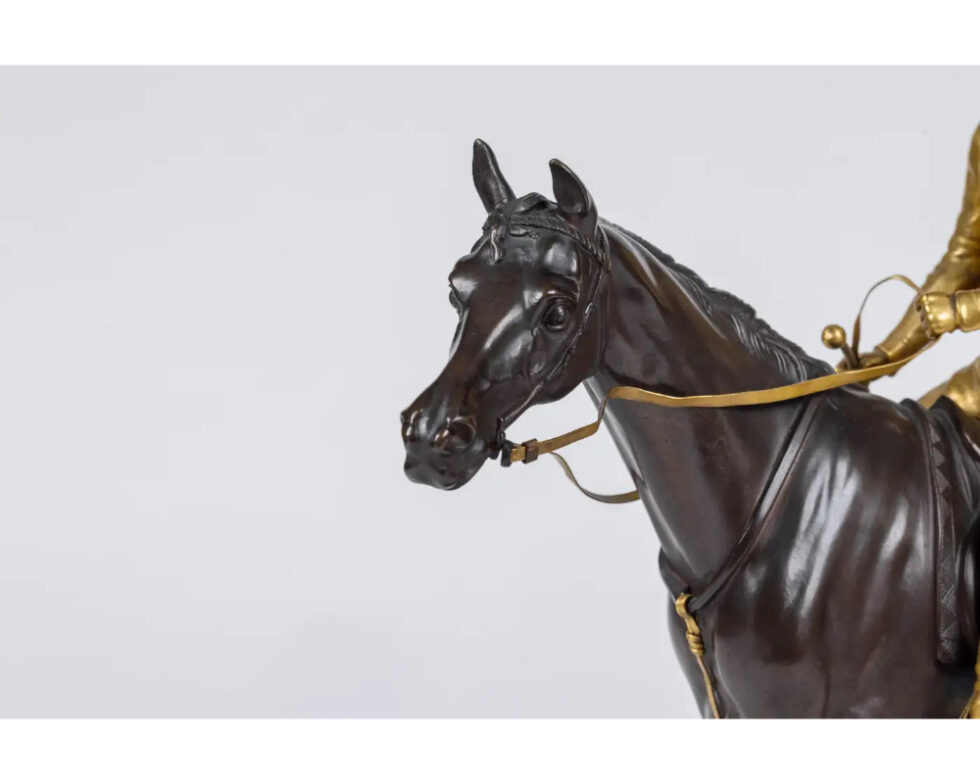 Isidore-Jules Bonheur, A Rare Gilt and Patinated Bronze Jockey on A Horse - Image 11
