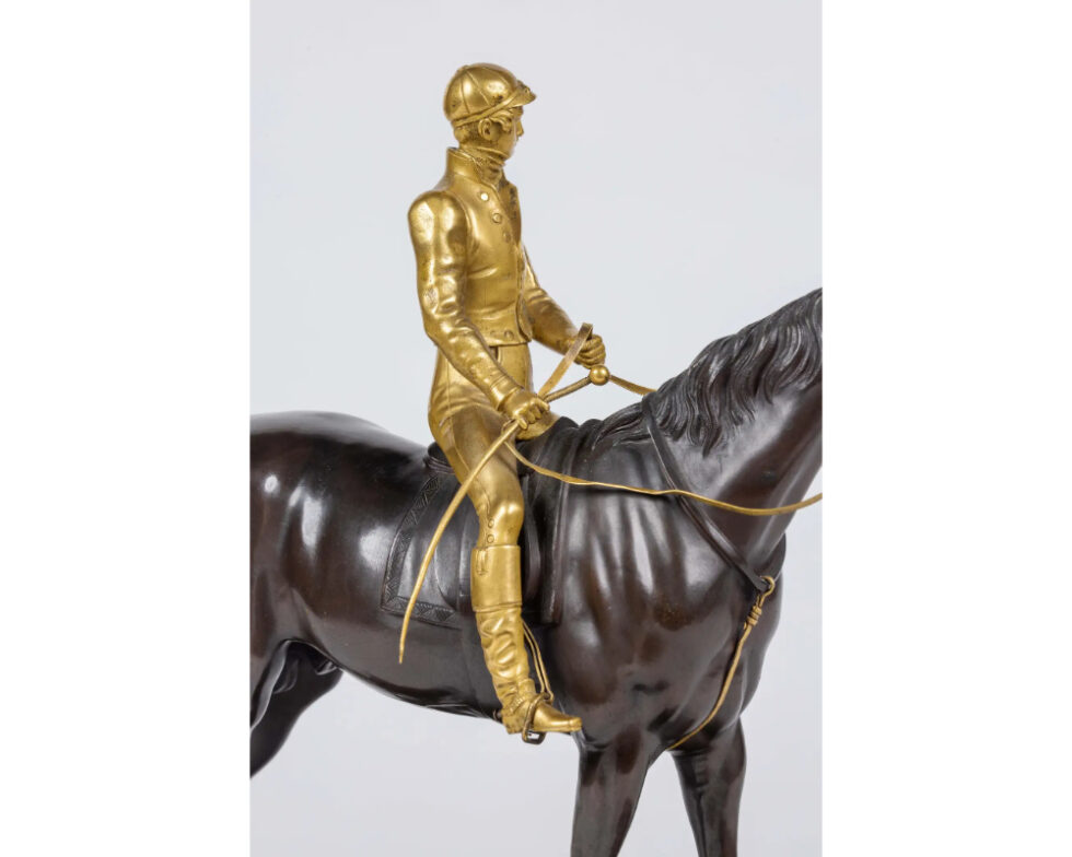 Isidore-Jules Bonheur, A Rare Gilt and Patinated Bronze Jockey on A Horse - Image 15