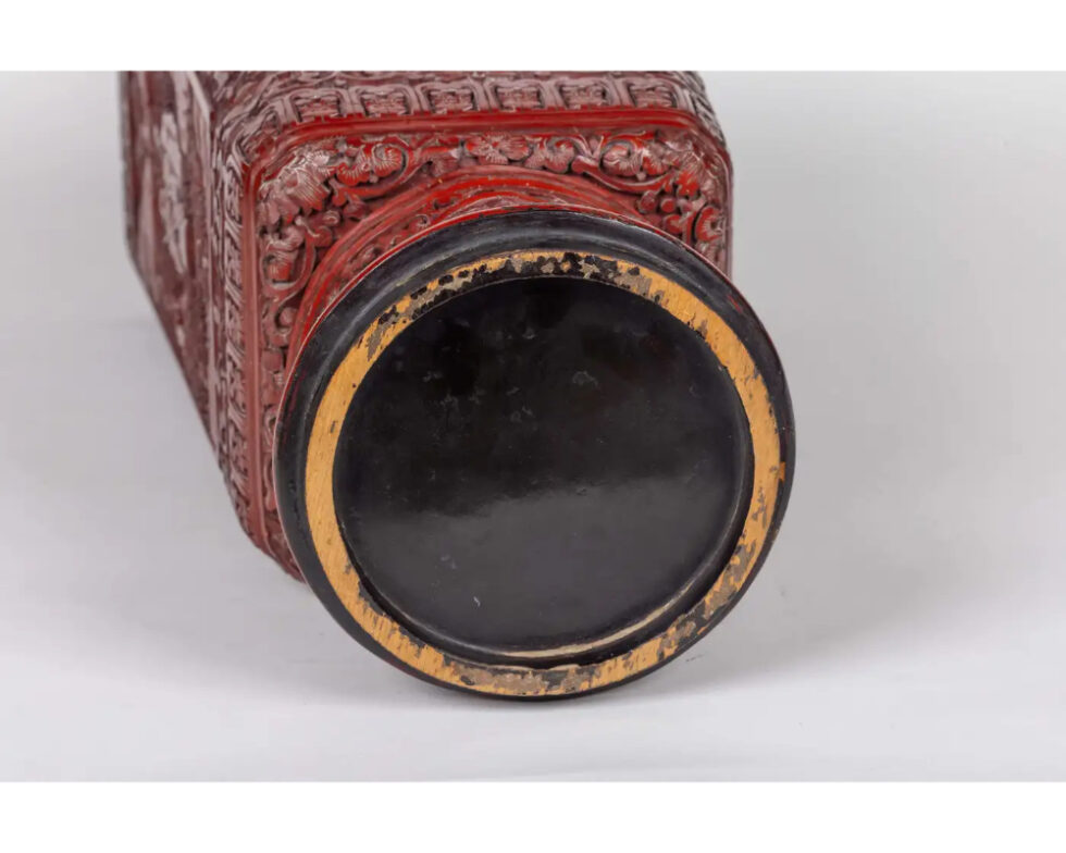 A Monumental and Rare Pair of Chinese Cinnabar Carved Lacquer Vases, Qianlong - Image 18