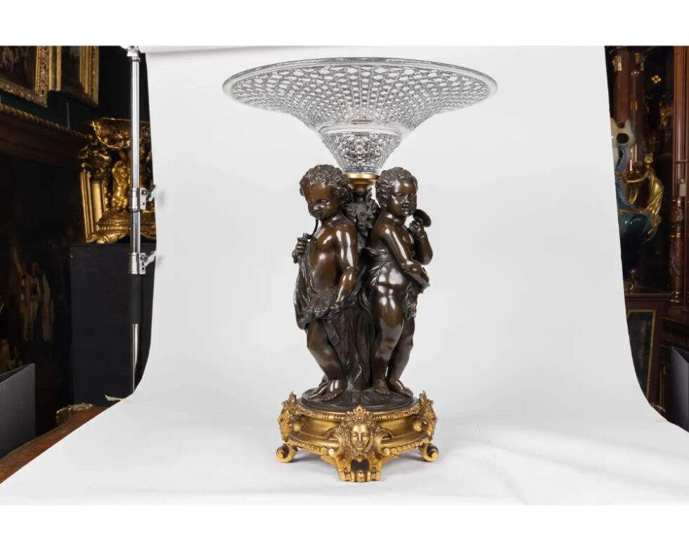 Mathurin Moreau, A Monumental French Bronze and Crystal Figural Centerpiece - Image 4
